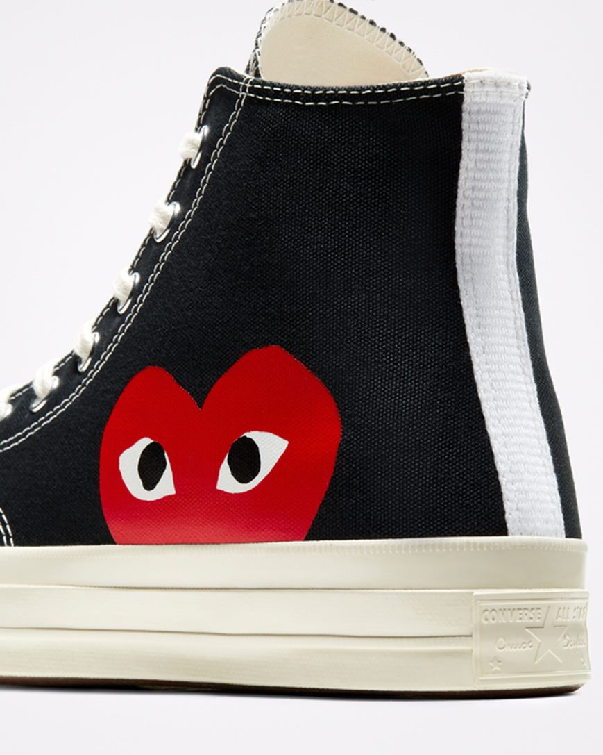 Dámské Boty Vysoké Converse x Comme des Garçons PLAY Chuck 70 Černé Bílé Červené | CZ HLTZ60